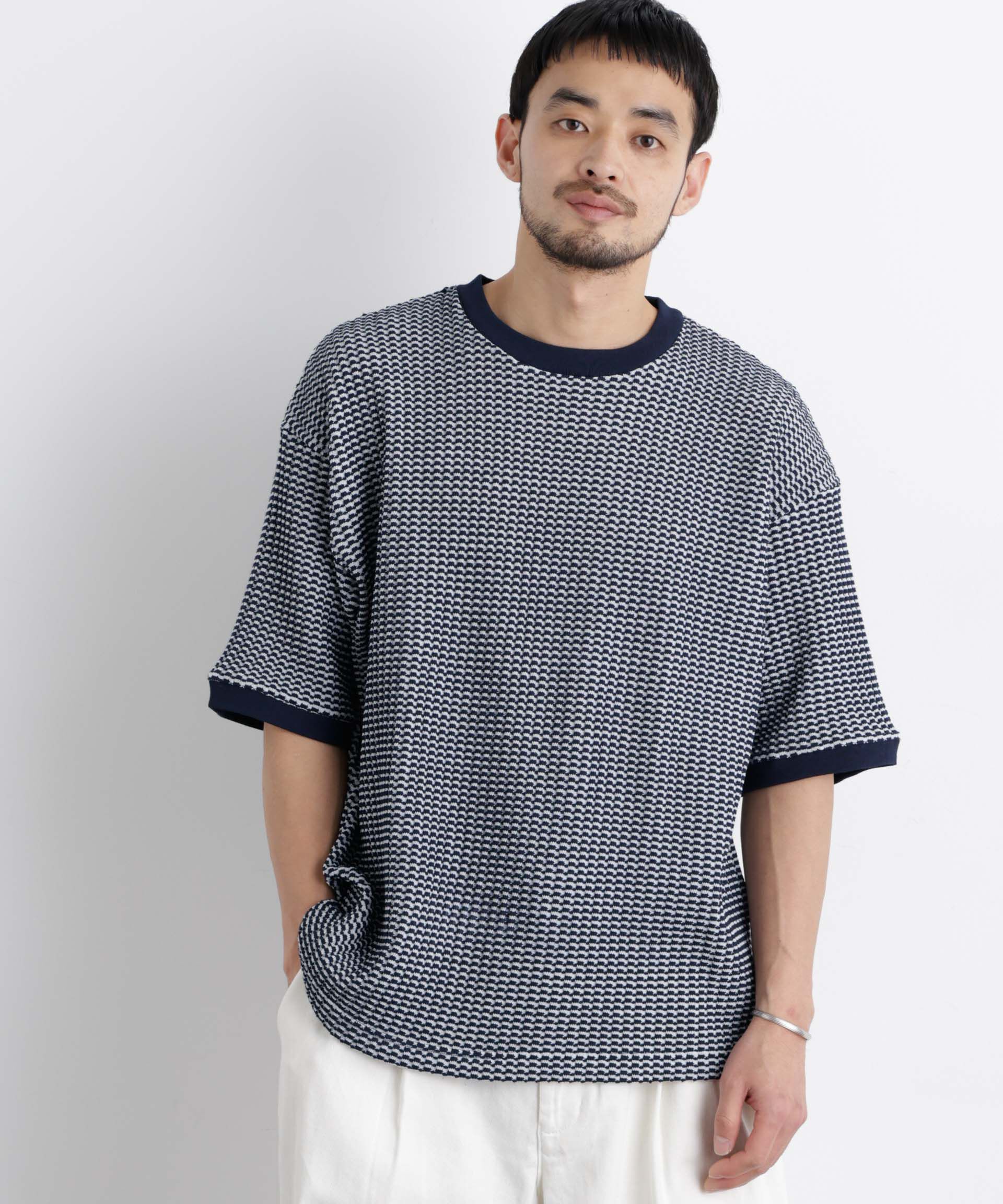 NANO universe「オニワッフルワイドTシャツ 半袖」|Tシャツ・カットソー|