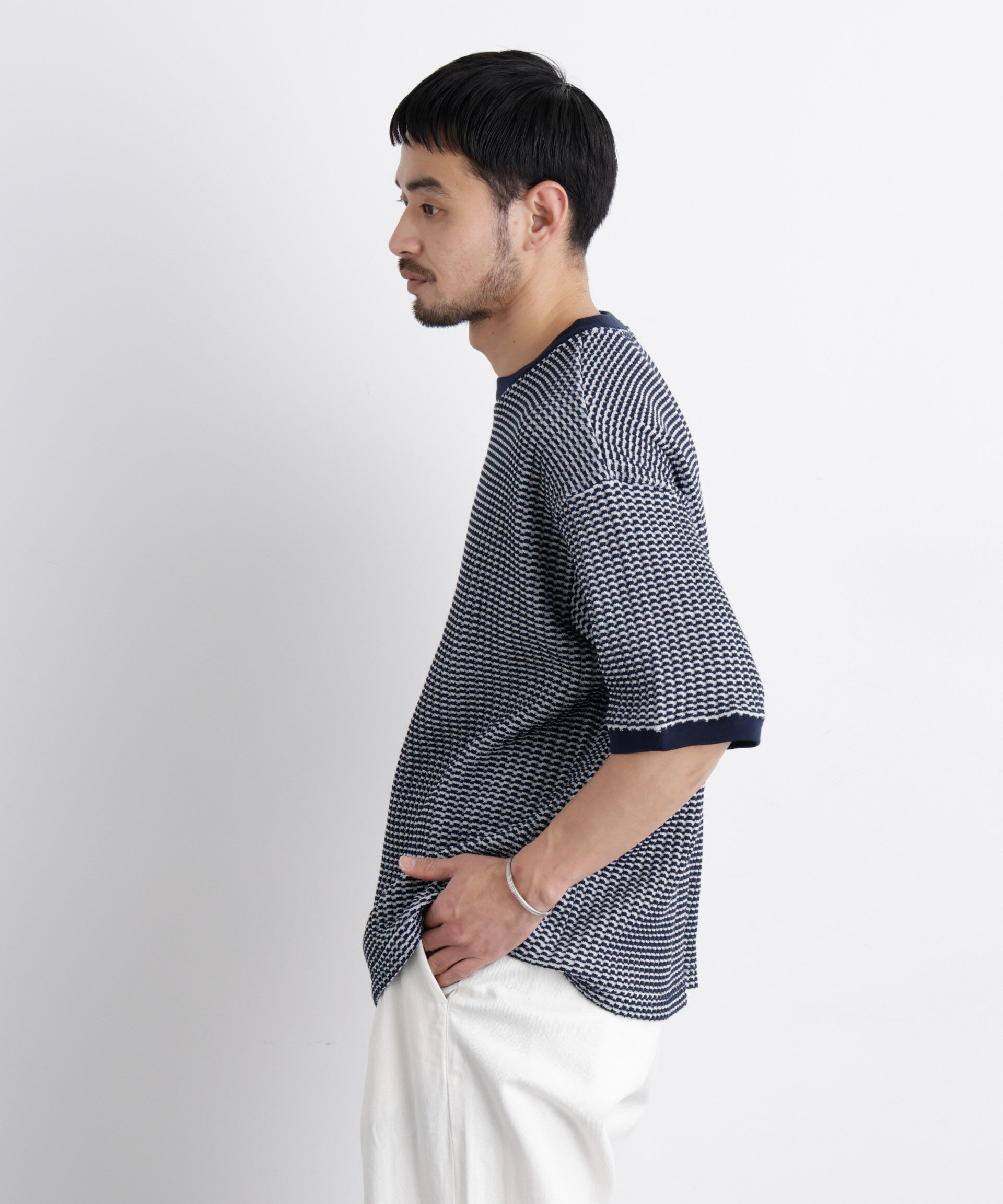 NANO universe「オニワッフルワイドTシャツ 半袖」|Tシャツ・カットソー|