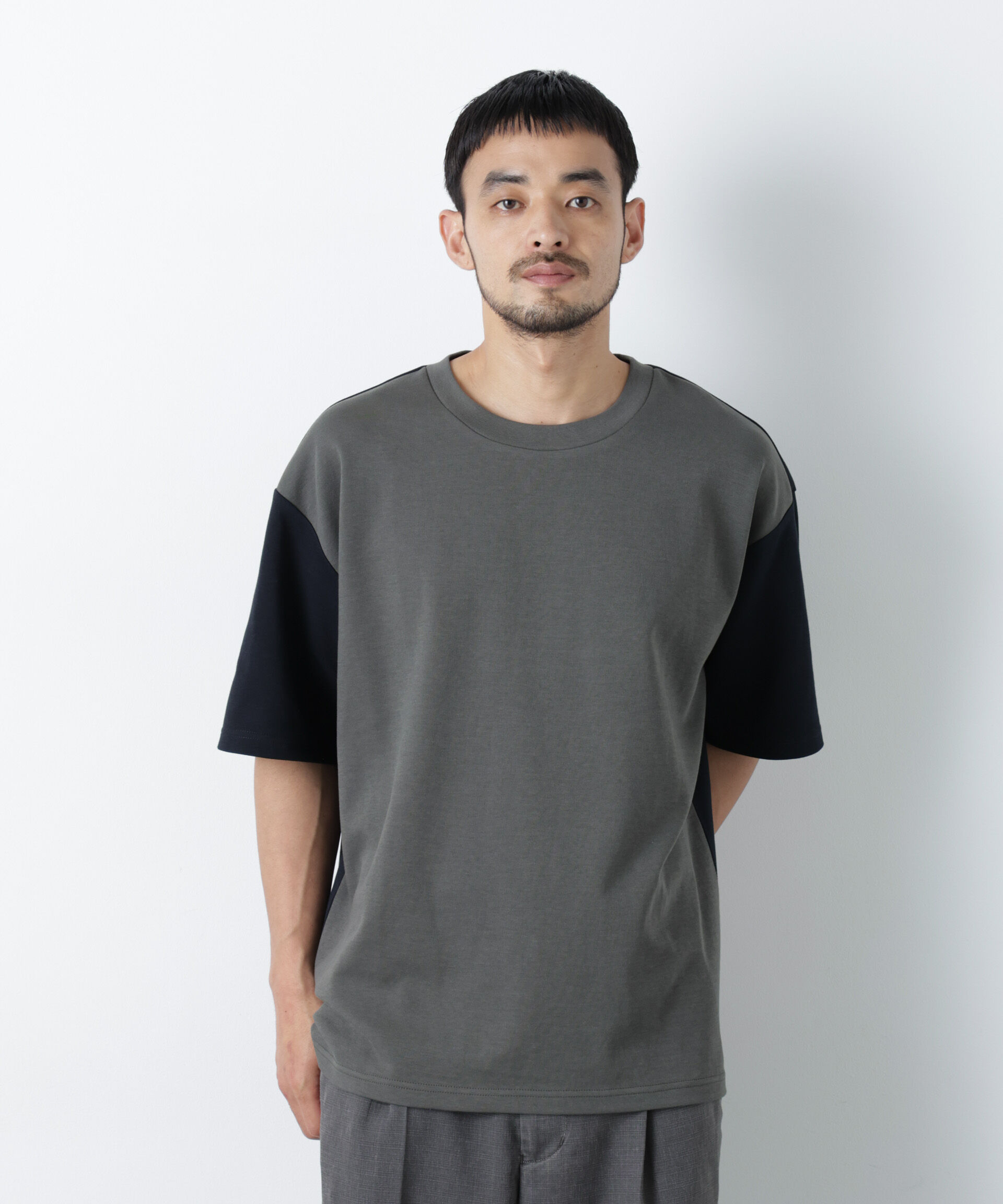 nano･universe「2トーンシルケット切り替えTシャツ 半袖」|Tシャツ・カットソー|