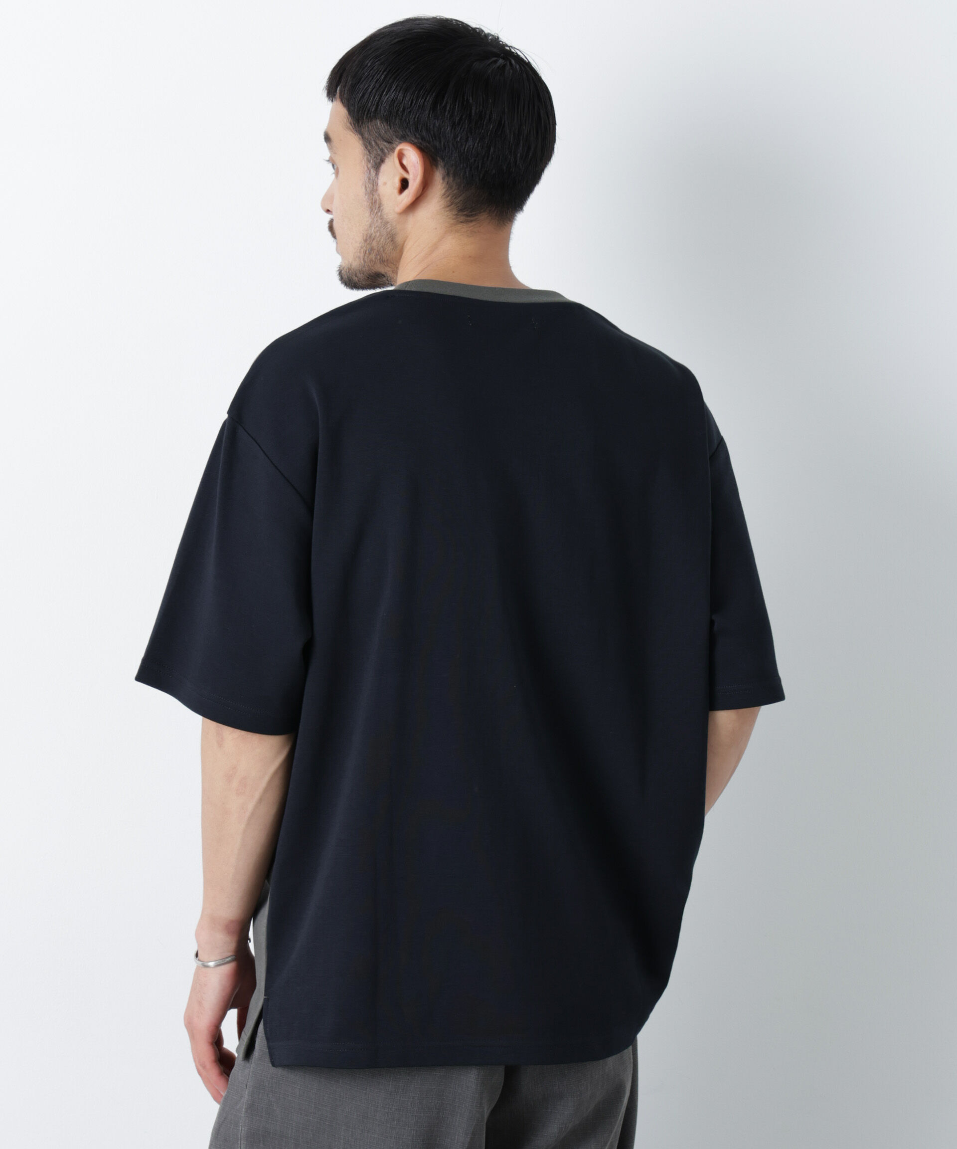 nano･universe「2トーンシルケット切り替えTシャツ 半袖」|Tシャツ・カットソー|
