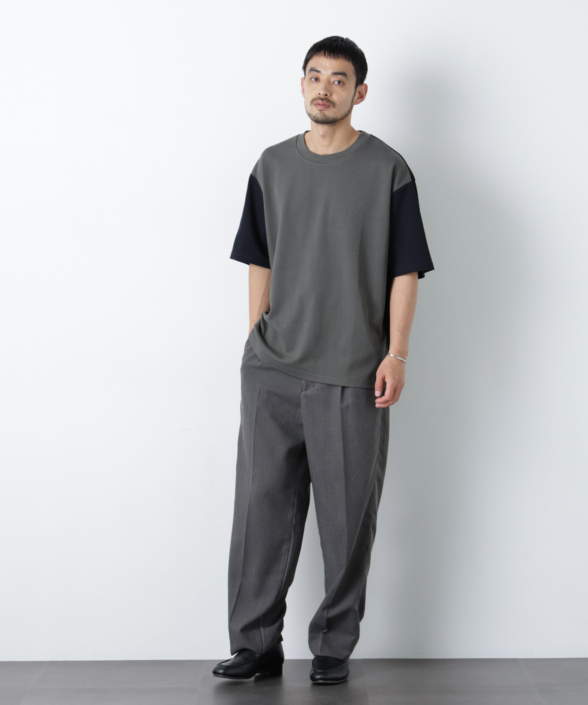 nano･universe「2トーンシルケット切り替えTシャツ 半袖」|Tシャツ・カットソー|