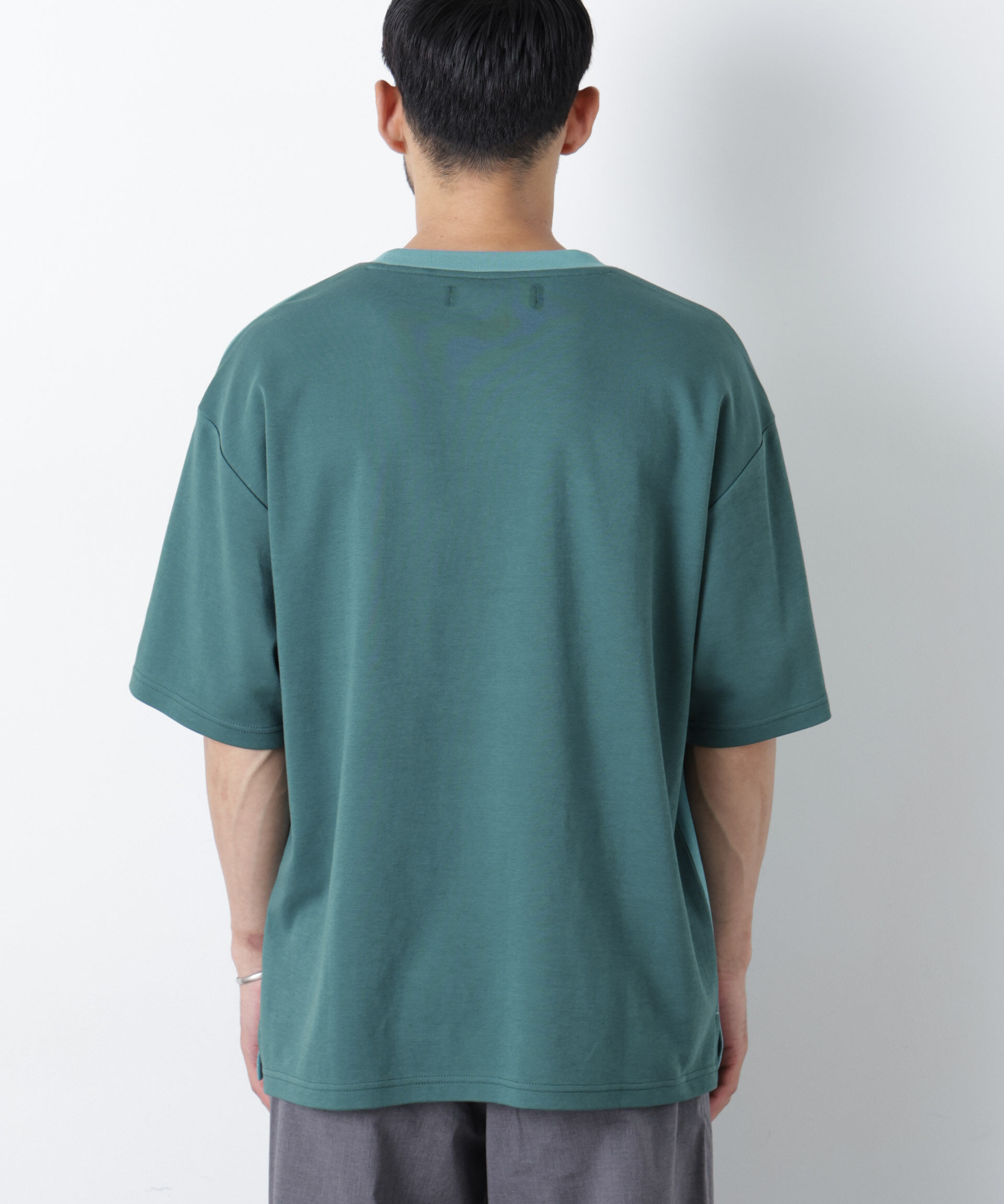 nano･universe「2トーンシルケット切り替えTシャツ 半袖」|Tシャツ・カットソー|
