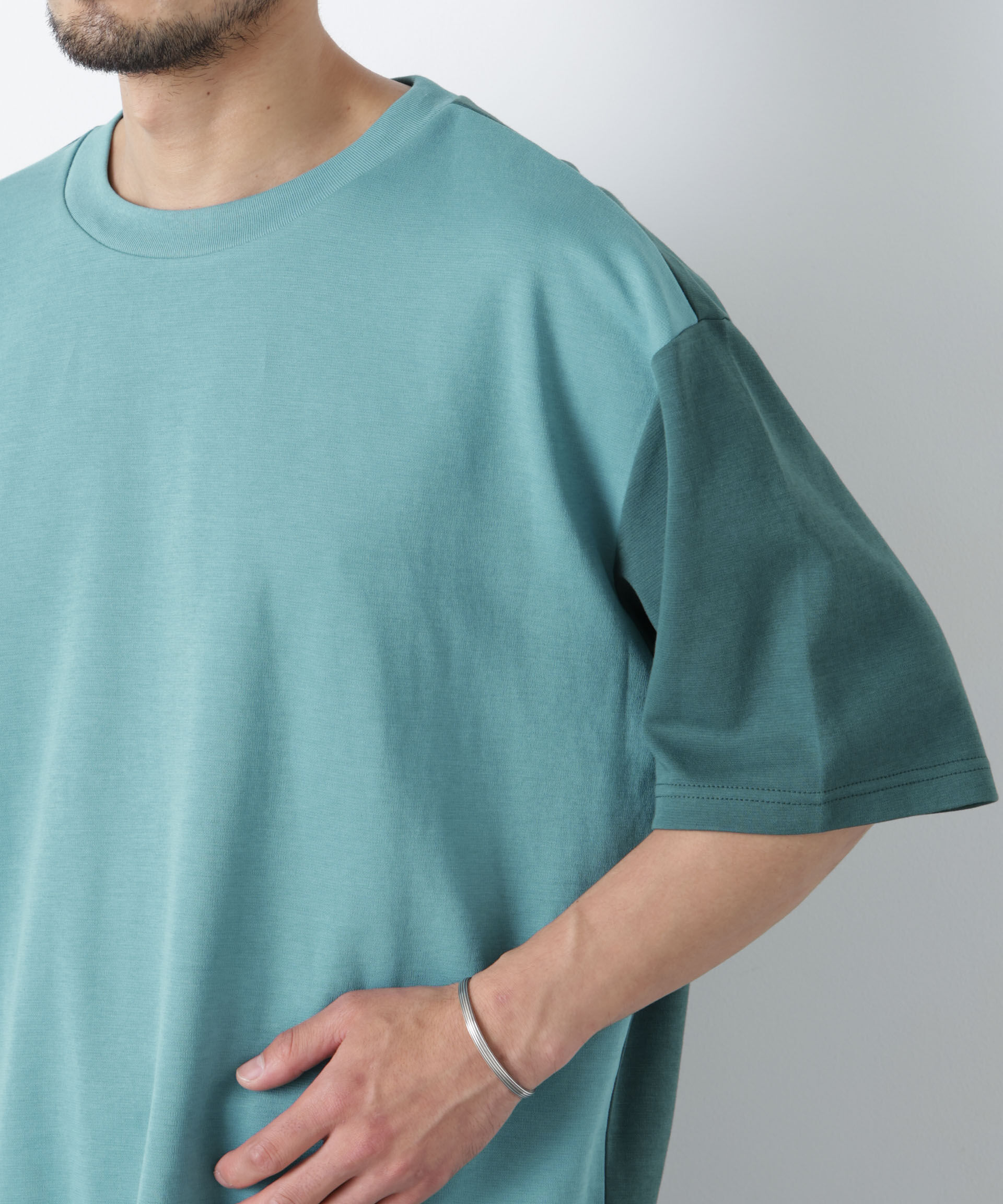 nano･universe「2トーンシルケット切り替えTシャツ 半袖」|Tシャツ・カットソー|