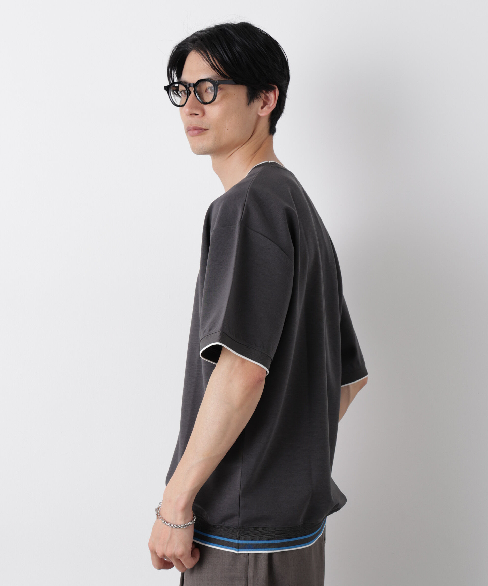 NANO universe「リブスムースTシャツ 半袖」|Tシャツ・カットソー|