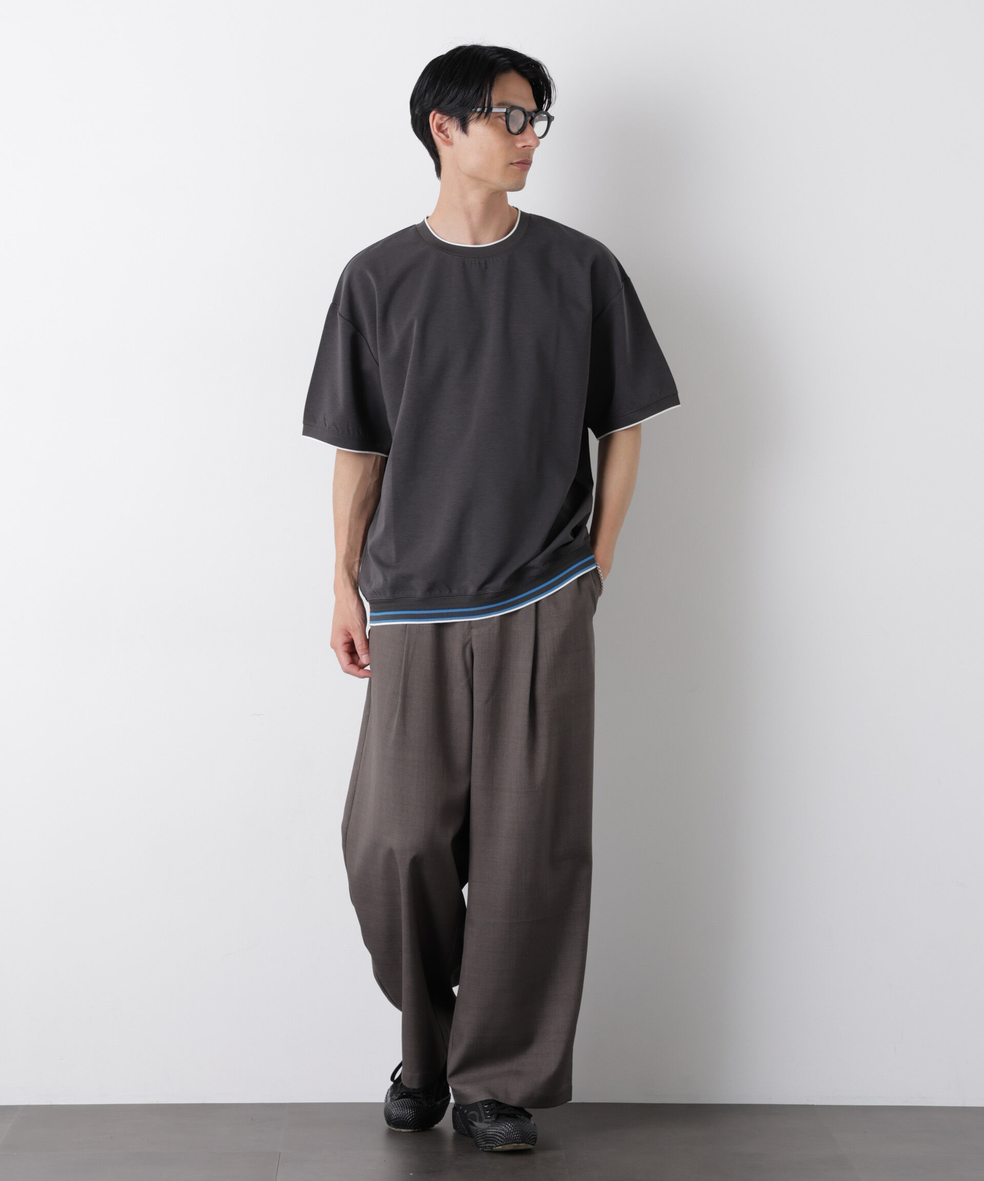 NANO universe「リブスムースTシャツ 半袖」|Tシャツ・カットソー|
