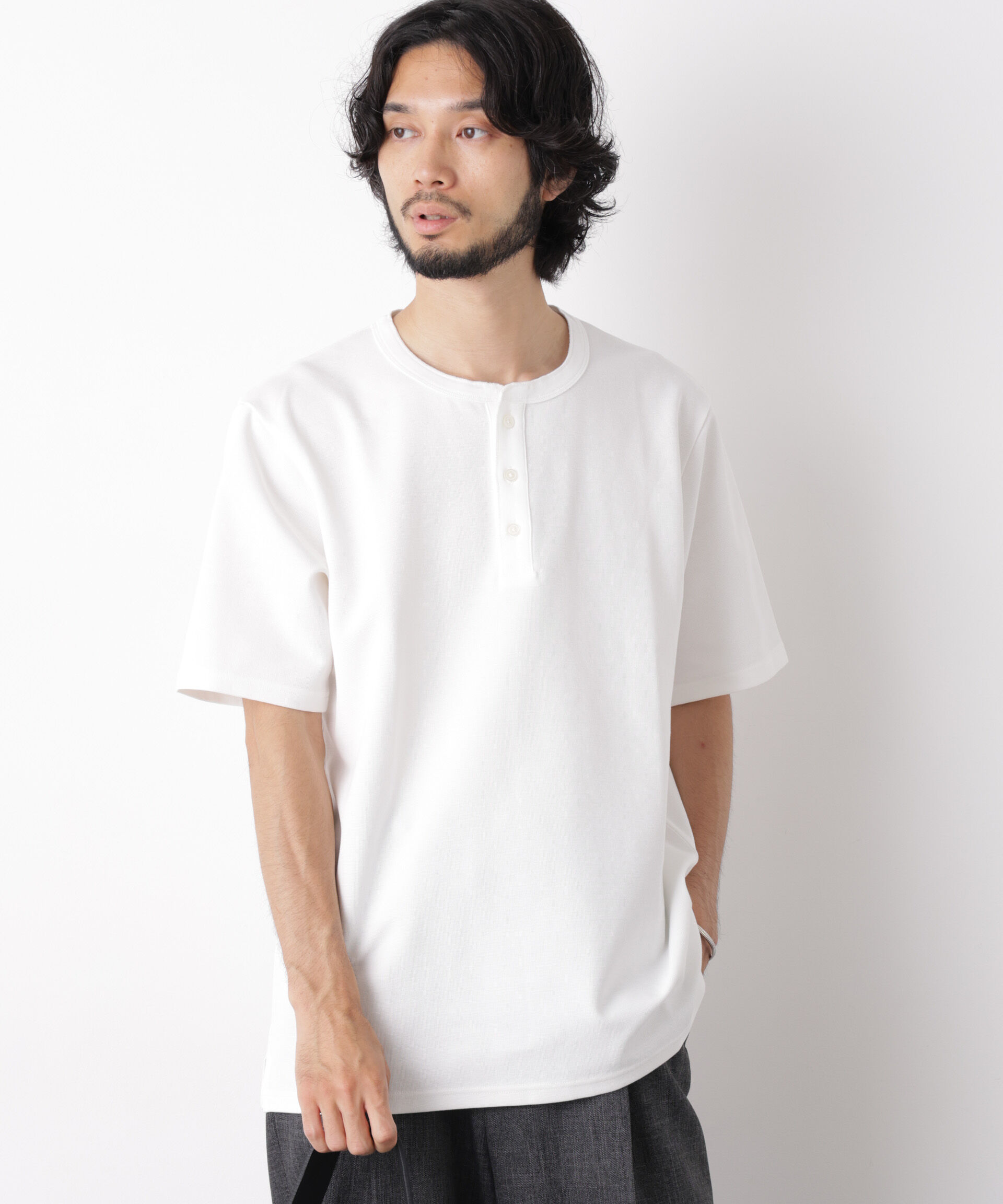 NANO universe「60サーフニットヘンリーTシャツ 半袖」|Tシャツ・カットソー|