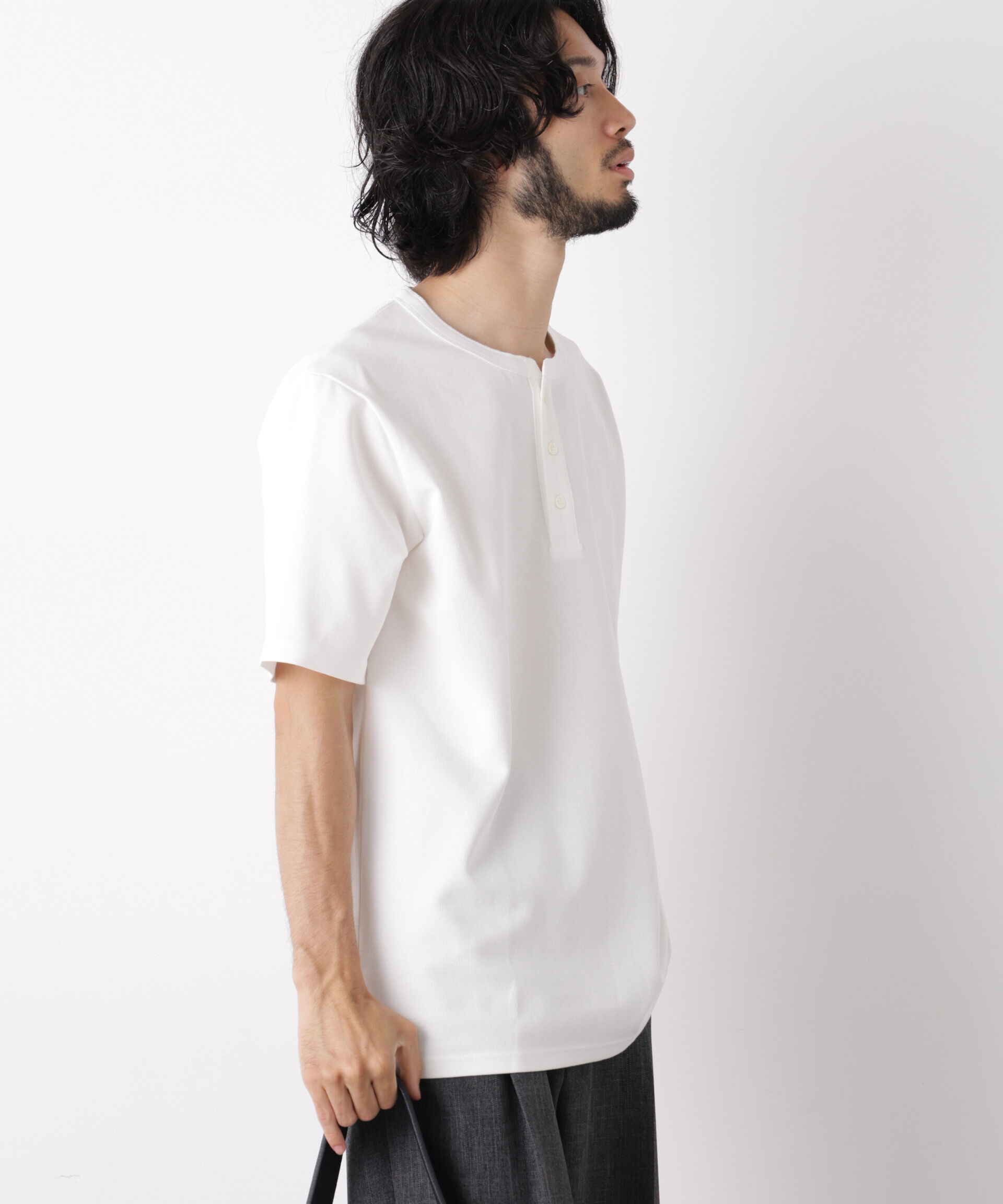 NANO universe「60サーフニットヘンリーTシャツ 半袖」|Tシャツ・カットソー|