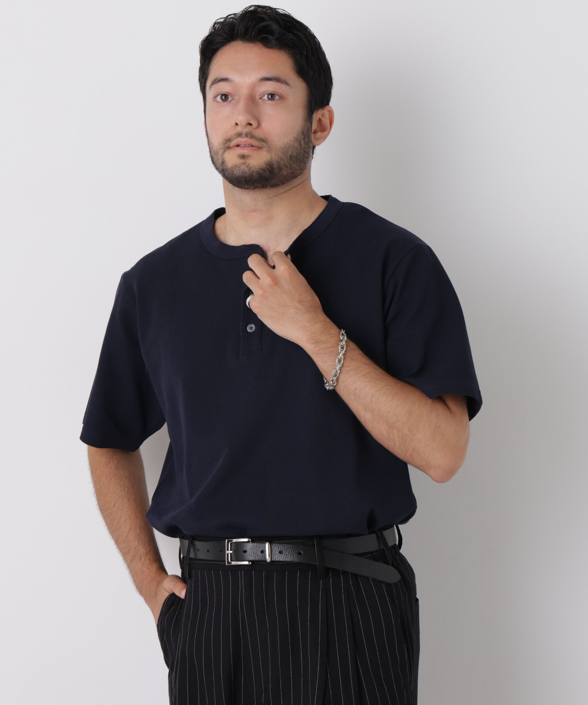 NANO universe「60サーフニットヘンリーTシャツ 半袖」|Tシャツ・カットソー|