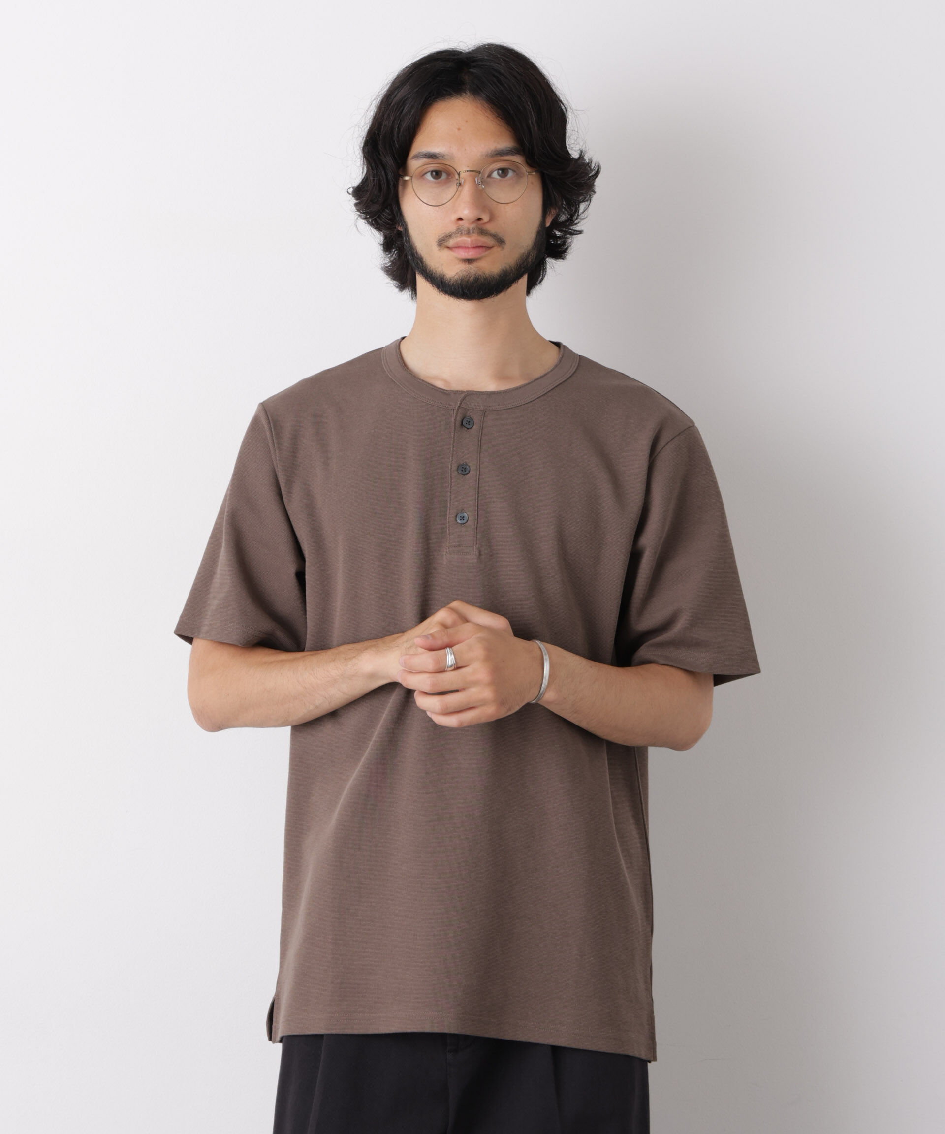 NANO universe「60サーフニットヘンリーTシャツ 半袖」|Tシャツ・カットソー|