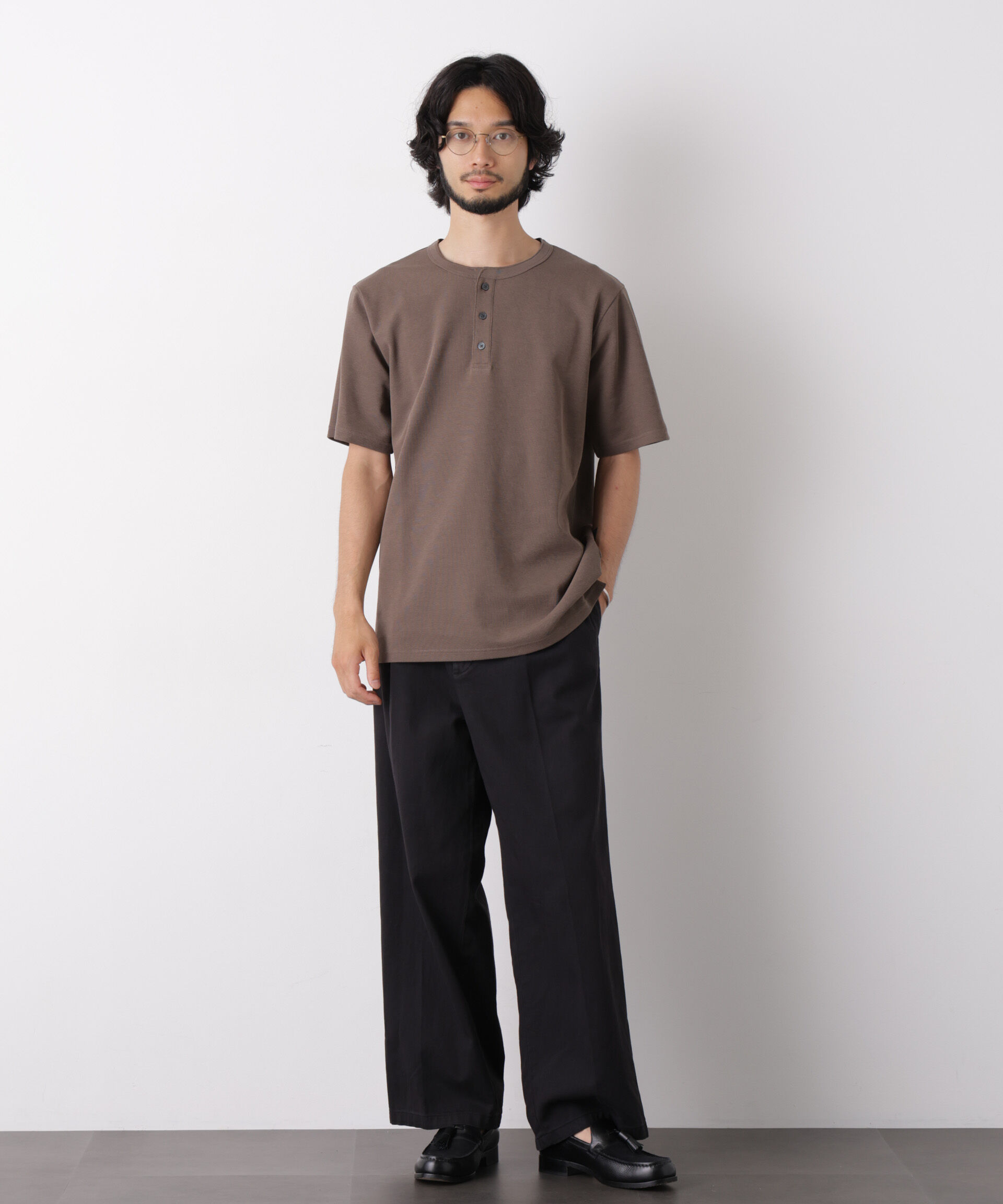 NANO universe「60サーフニットヘンリーTシャツ 半袖」|Tシャツ・カットソー|