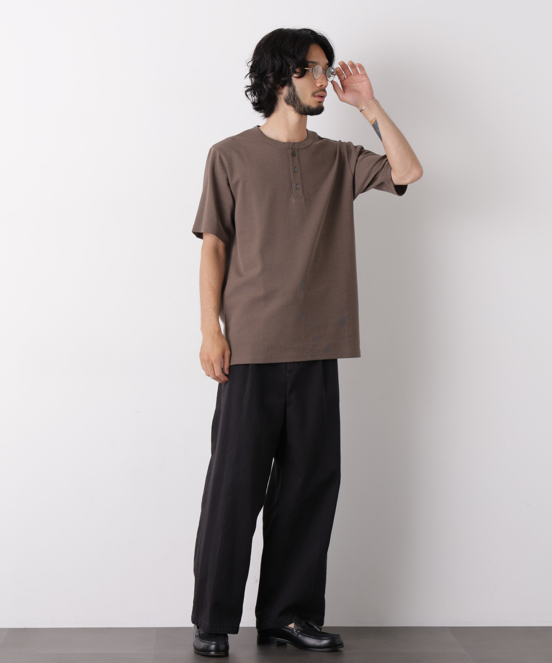 NANO universe「60サーフニットヘンリーTシャツ 半袖」|Tシャツ・カットソー|