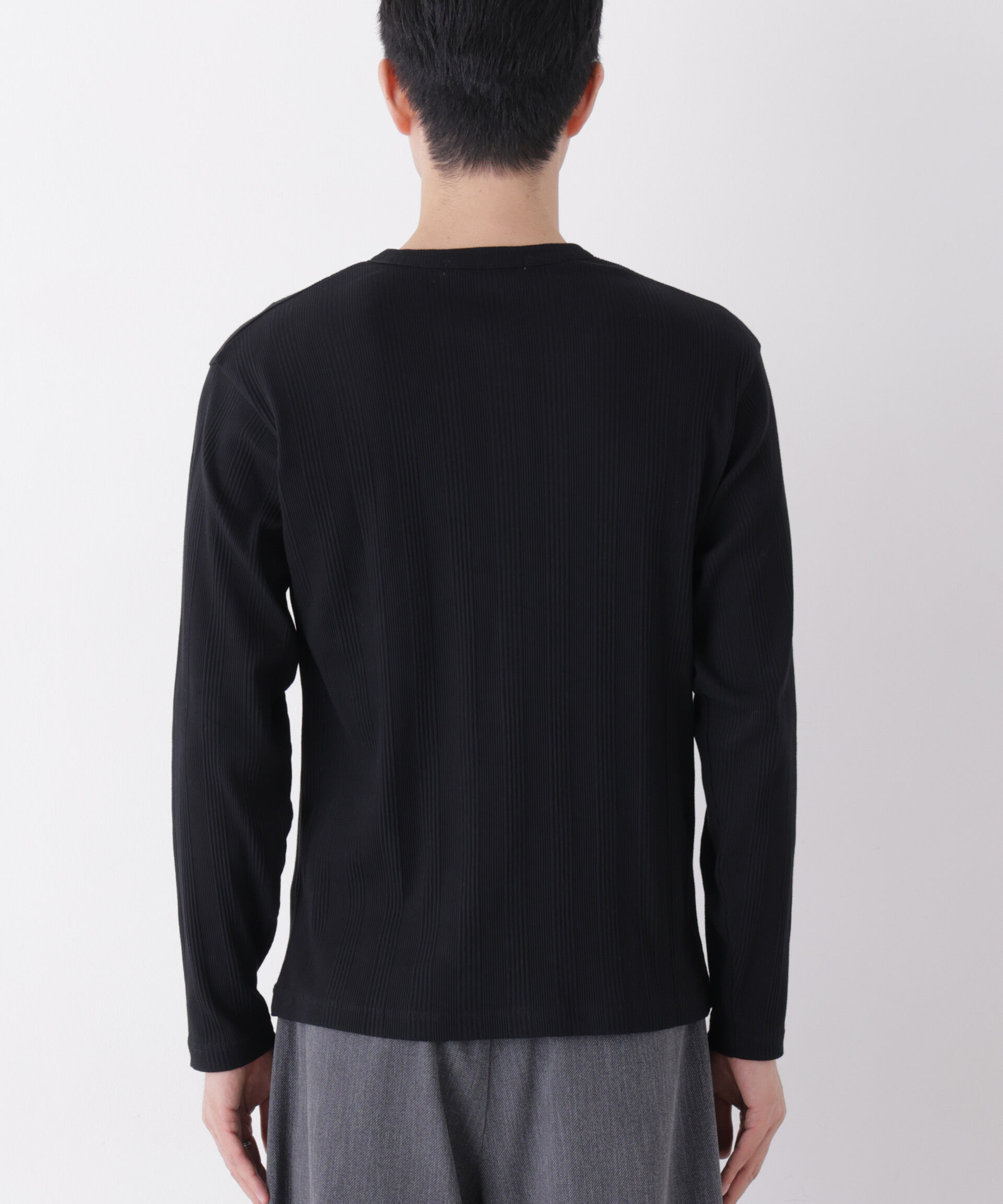 NANO universe「ランダム針抜きリブ リングドットヘンリーネック」|Tシャツ・カットソー|
