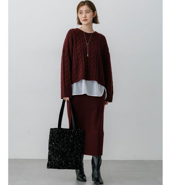 23区「【見上愛さん着用】ナチュラルコットンベア シアーコンビ カットソー」|Tシャツ・カットソー|