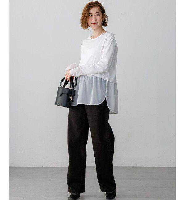 23区「【見上愛さん着用】ナチュラルコットンベア シアーコンビ カットソー」|Tシャツ・カットソー|