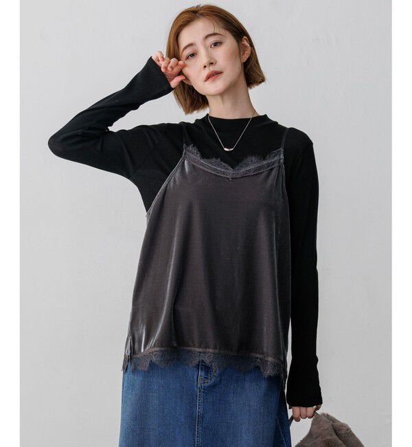 23区「【一部予約】ベロアキャミ ツインセット トップス」|Tシャツ・カットソー|ｸﾞﾚｰｷｬ