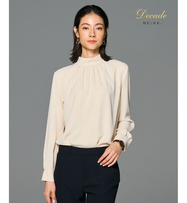 BEIGE,「【人気シリーズ】EVA / ハイネックロングスリーブブラウス」|シャツ・ブラウス|Sheer Orange