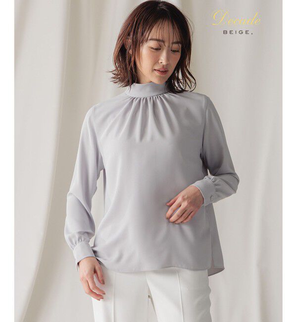 BEIGE,「【人気シリーズ】EVA / ハイネックロングスリーブブラウス」|シャツ・ブラウス|Ice Blue