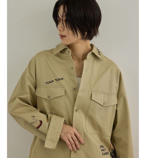 SALON adam et rope'「【Camille de Cussac for SALON】アートプリントオーバーシャツ / セットアップ対応」|シャツ・ブラウス|