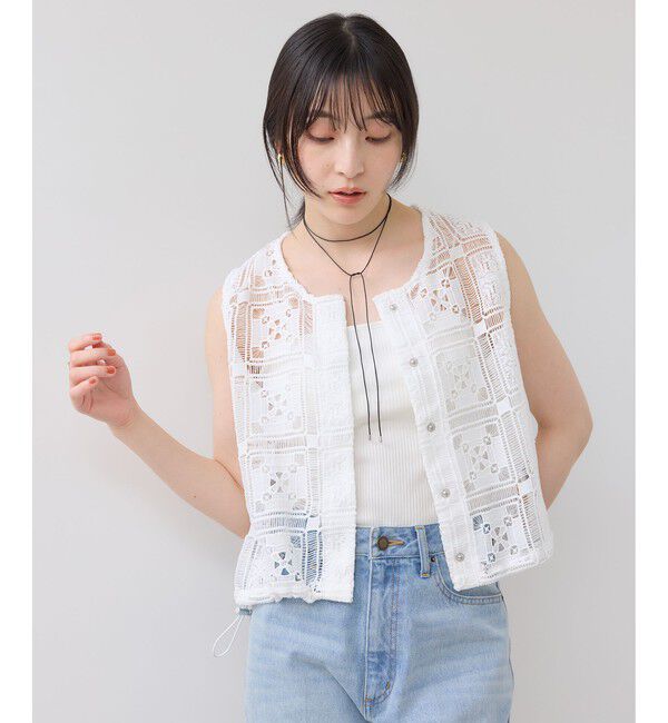VIS「【WEB限定】クロシェレースシャツベスト」|シャツ・ブラウス|