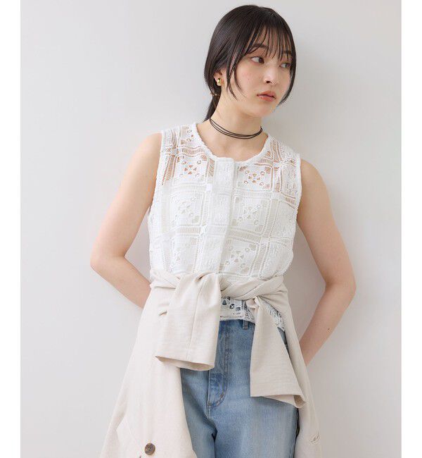 VIS「【WEB限定】クロシェレースシャツベスト」|シャツ・ブラウス|