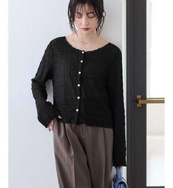 VIS「ドットシャーリングシアーカーディガン」|カーディガン|ブラック(01)