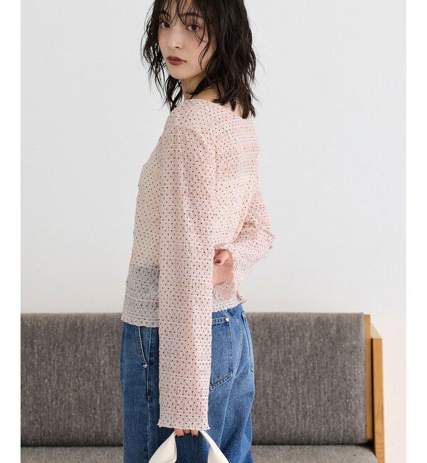 VIS「ドットシャーリングシアーカーディガン」|カーディガン|ピンク系(65)