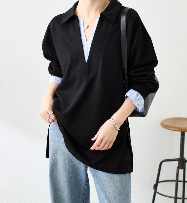  「《レイヤード風アイテム》シャツドッキングポンチプルオーバー」|Tシャツ・カットソー|