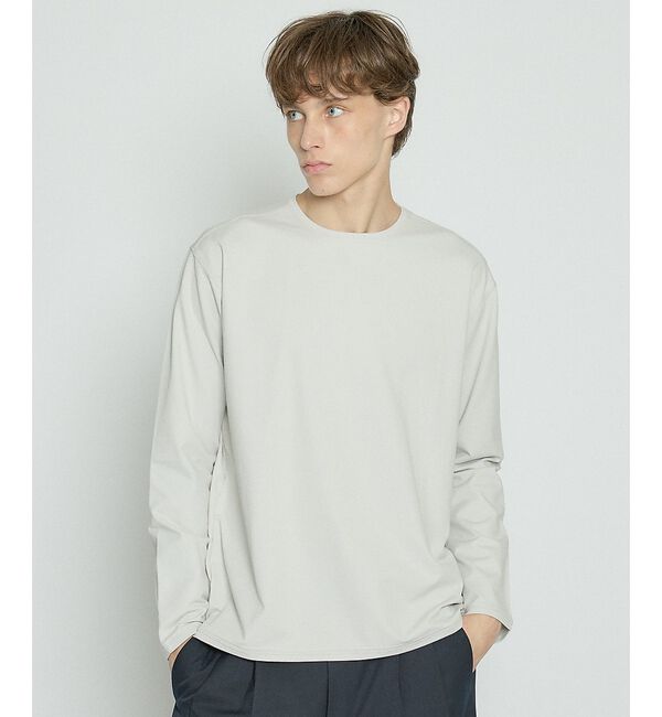 ABAHOUSE「コットンフラノ クルーネック 長袖Tシャツ / ストレッチ」|Tシャツ・カットソー|ライトグレー