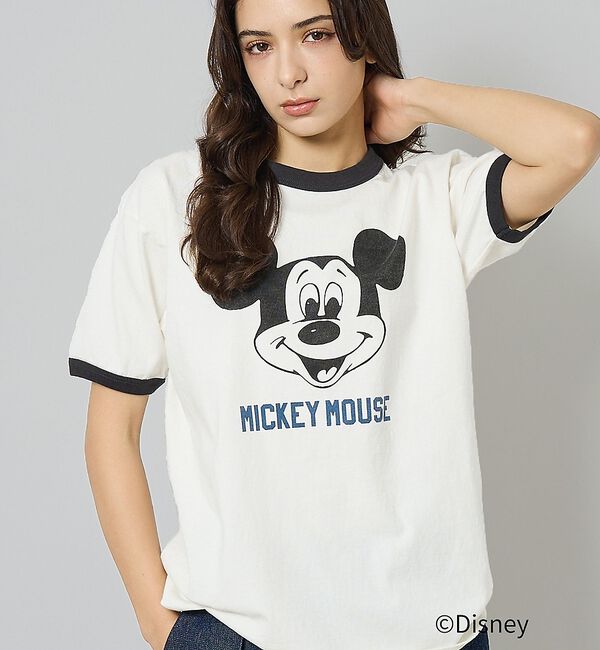 Rouge vif「【JOHNBULL/ジョンブル】MICKEY MOUSE RINGER T/ミッ」|Tシャツ・カットソー|ホワイト