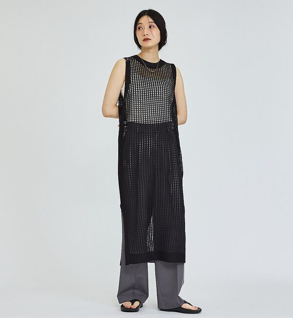 abahouse mavie「【レイヤード】メッシュニットワンピース」|ワンピース|ブラック
