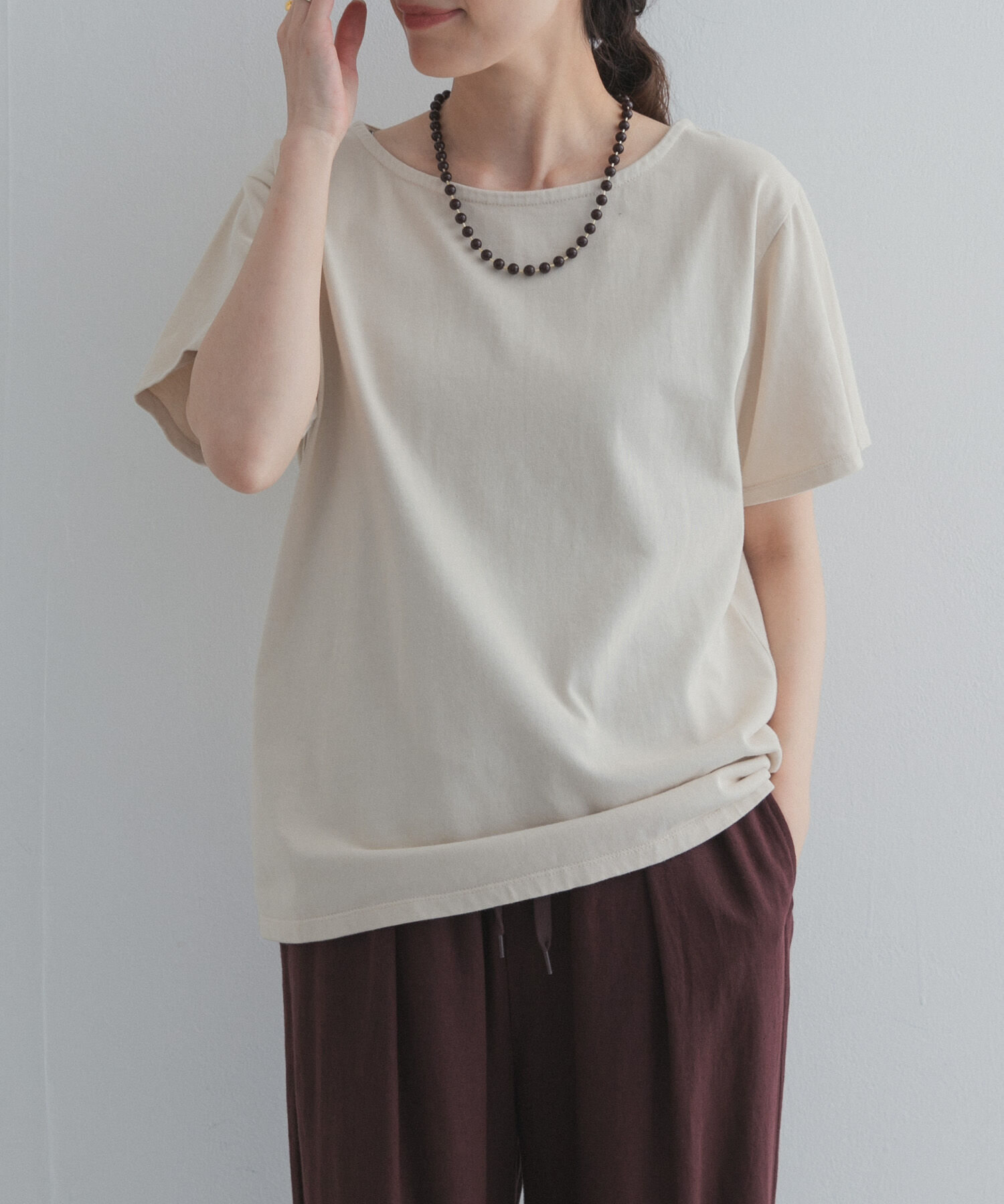 URBAN RESEARCH DOORS「GrowOrganicボートネックTシャツ」|Tシャツ・カットソー|ホワイト系その他