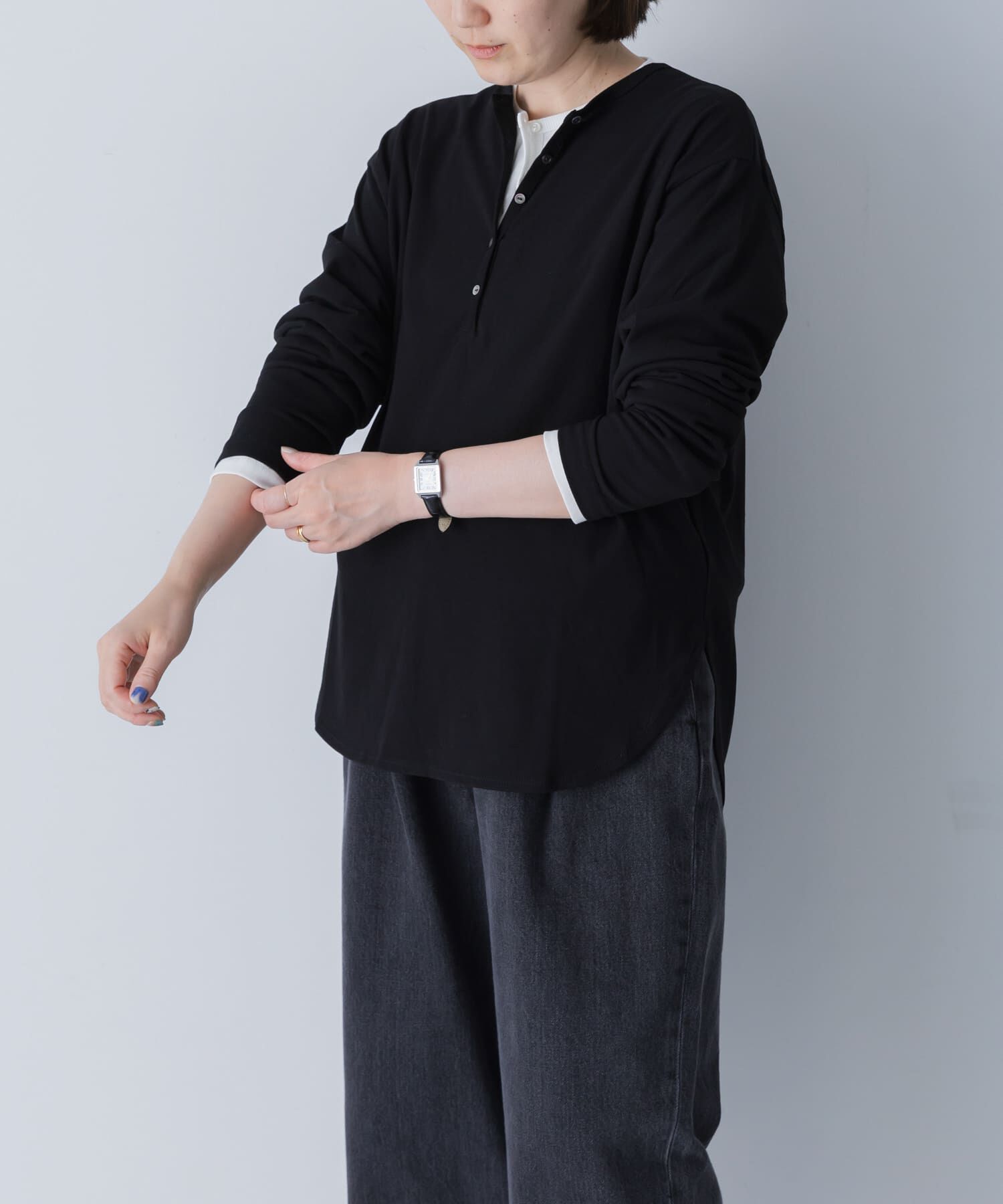 かぐれ「ヘンリーネックコットンカットソー」|Tシャツ・カットソー|
