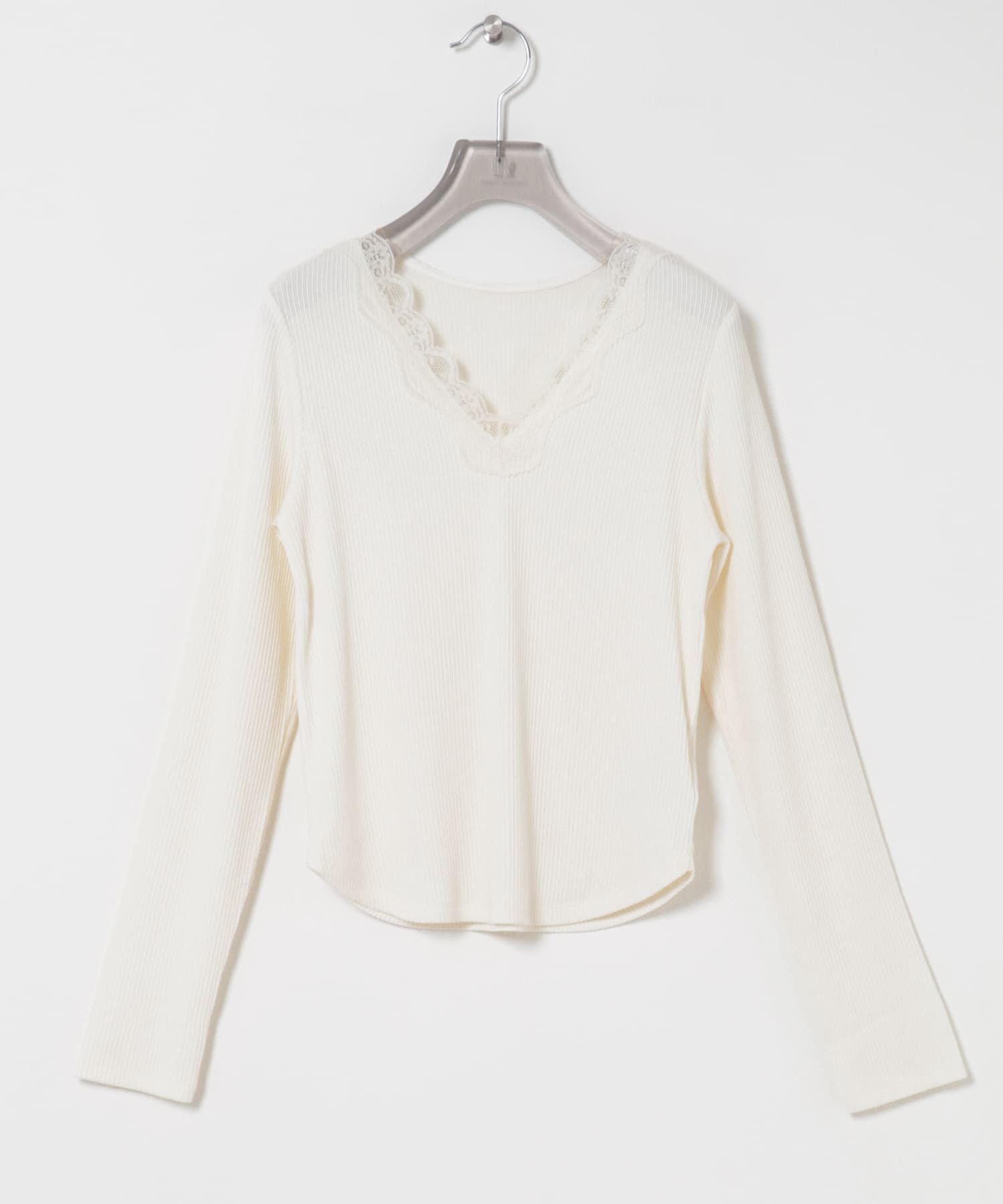 URBAN RESEARCH「V-NECK LACE RIB TOPS」|Tシャツ・カットソー|