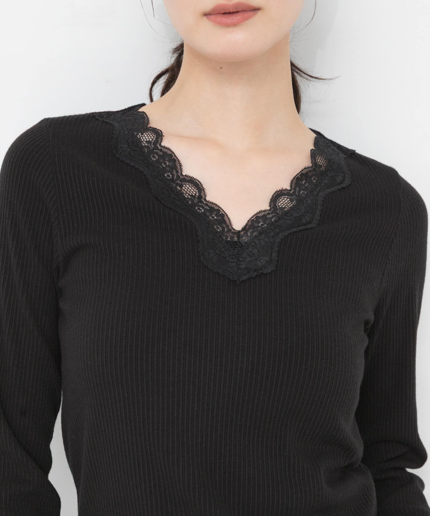 URBAN RESEARCH「V-NECK LACE RIB TOPS」|Tシャツ・カットソー|