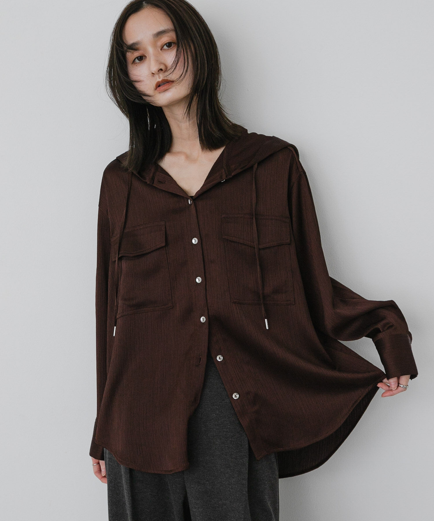 SENSE OF PLACE by URBAN RESEARCH「サテンフーディシャツ」|シャツ・ブラウス|