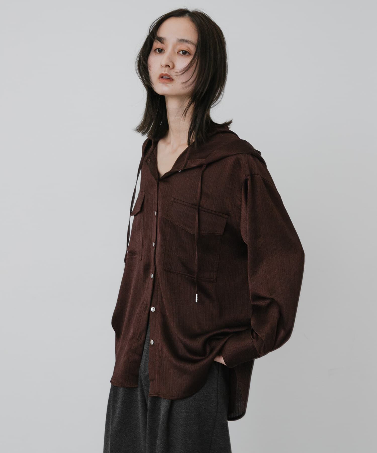 SENSE OF PLACE by URBAN RESEARCH「サテンフーディシャツ」|シャツ・ブラウス|