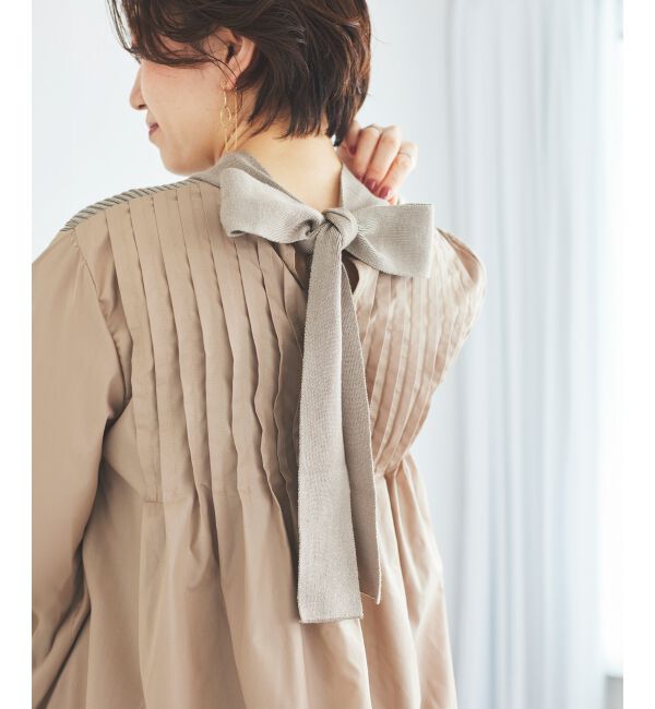 le.coeur blanc「《手洗い可能》TORRAZZO DONNAニット&times;布帛ブラウス」|シャツ・ブラウス|ベージュ