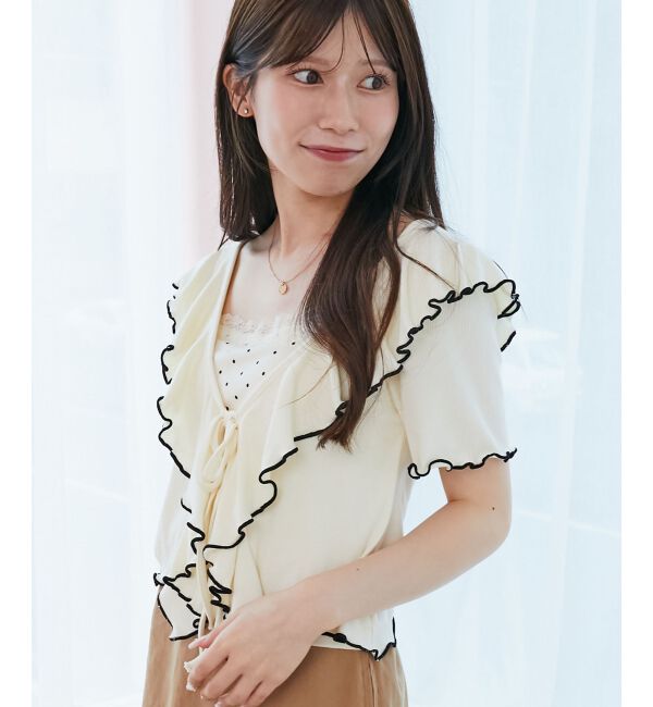  「メロウフリルレイヤードカットトップス」|Tシャツ・カットソー|
