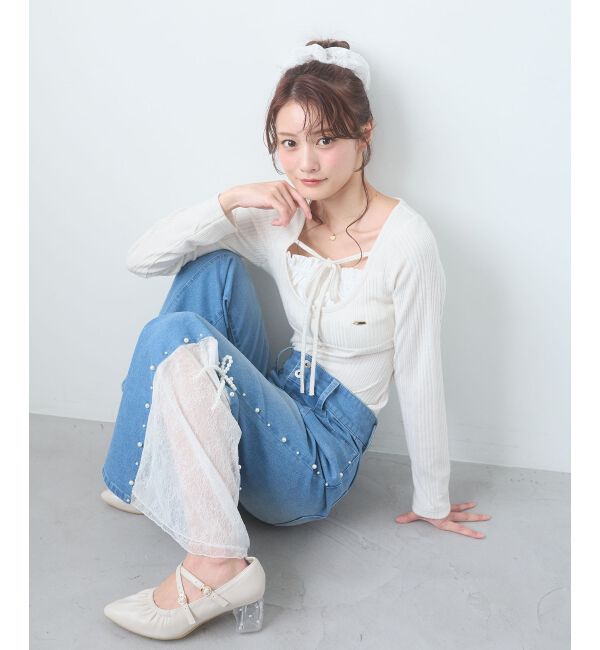  「リボンレイヤードライクトップス」|Tシャツ・カットソー|