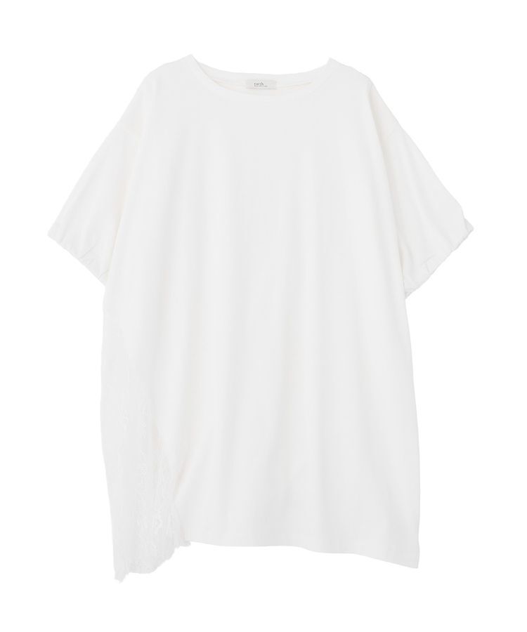 earth music&ecology「アシメレースビッグTシャツ」|チュニック|
