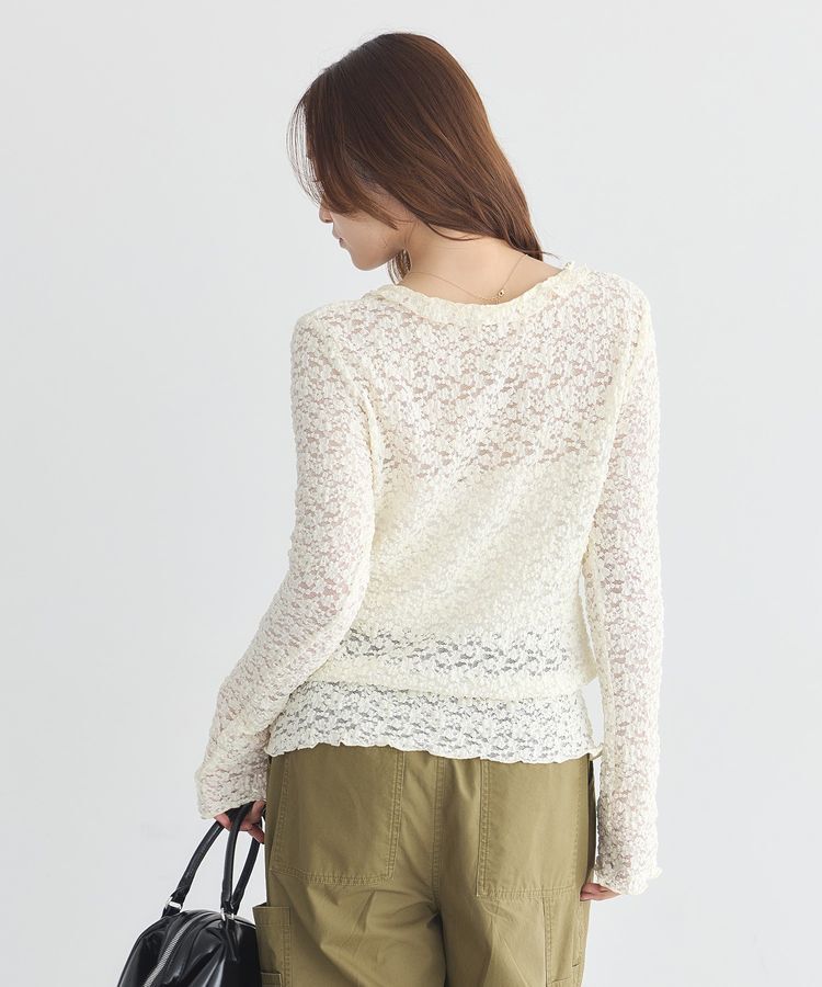 earth music&ecology「レースフリルカーディガン」|Tシャツ・カットソー|
