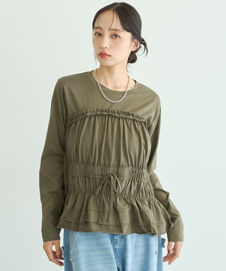 earth music&ecology「ビスチェ風シャーリングプルオーバー」|Tシャツ・カットソー|
