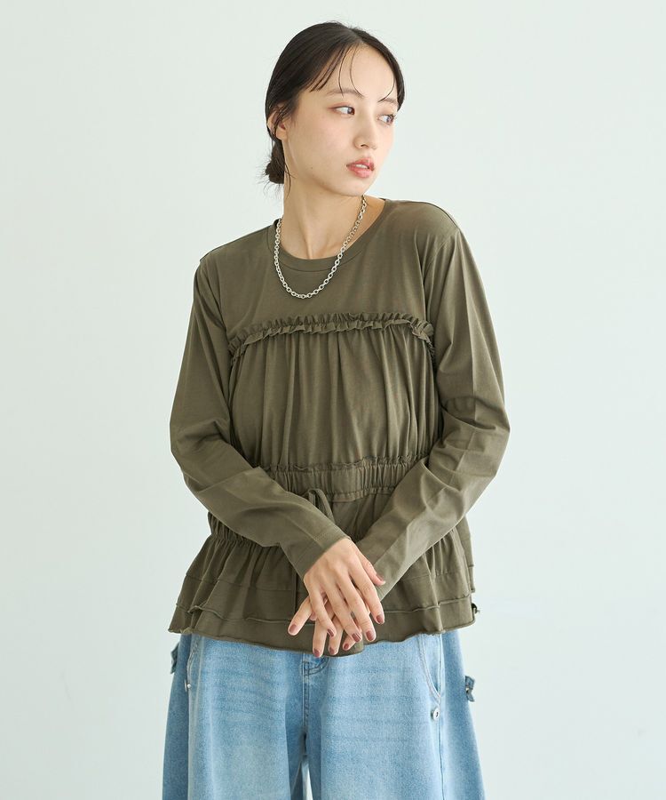 earth music&ecology「ビスチェ風シャーリングプルオーバー」|Tシャツ・カットソー|
