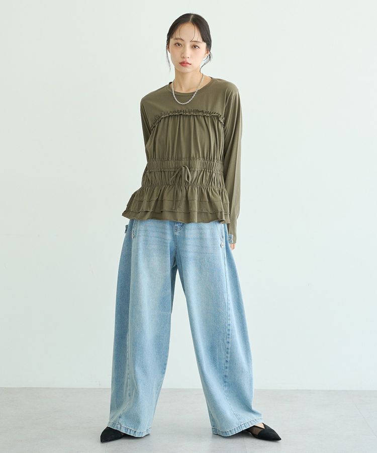 earth music&ecology「ビスチェ風シャーリングプルオーバー」|Tシャツ・カットソー|