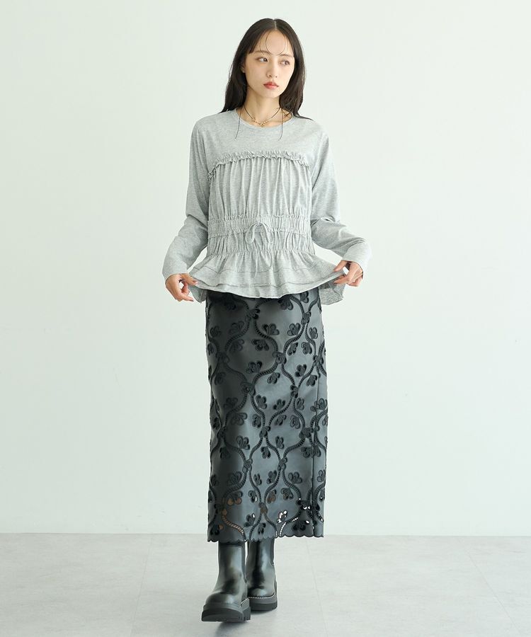 earth music&ecology「ビスチェ風シャーリングプルオーバー」|Tシャツ・カットソー|