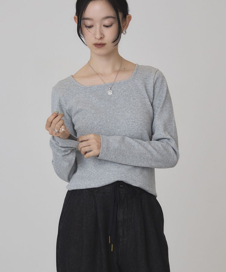 AMERICAN HOLIC「【抗菌防臭】2WAYスクエアネックプルオーバー」|Tシャツ・カットソー|Light Gray Mixture