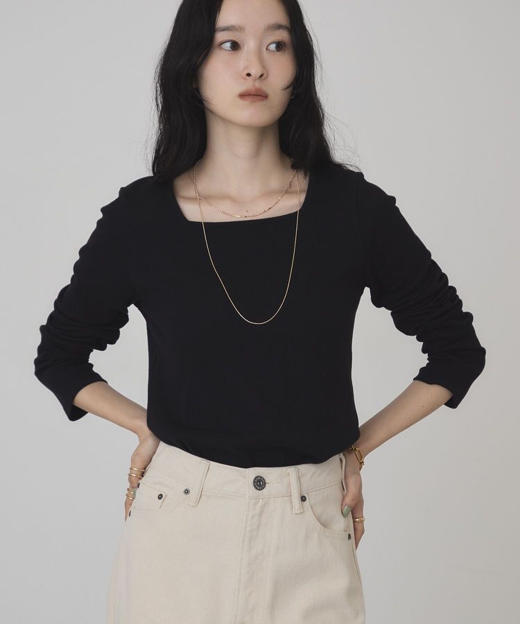 AMERICAN HOLIC「【抗菌防臭】2WAYスクエアネックプルオーバー」|Tシャツ・カットソー|Black