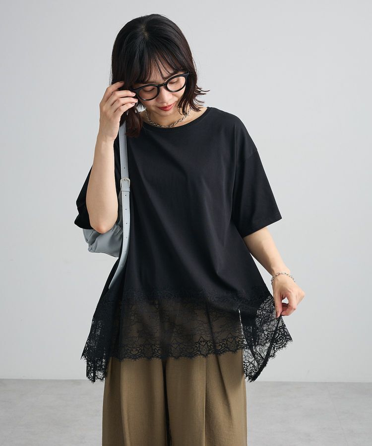 Green Parks「裾イレヘムレースプルオーバーⅡ」|Tシャツ・カットソー|Black