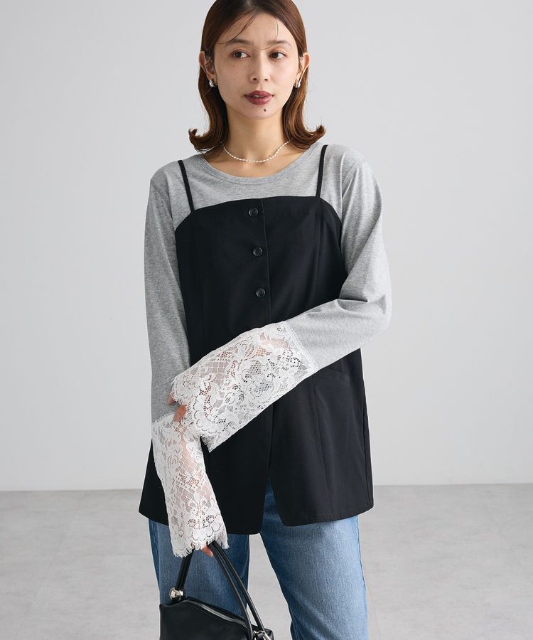 Green Parks「袖口レースプルオーバー」|Tシャツ・カットソー|