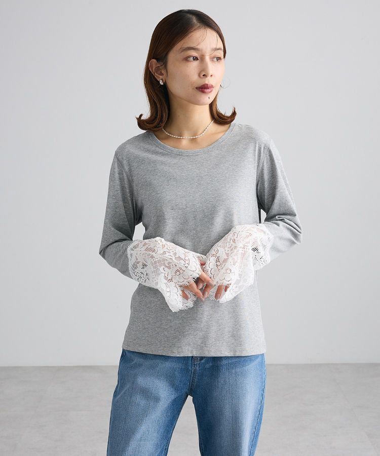 Green Parks「袖口レースプルオーバー」|Tシャツ・カットソー|